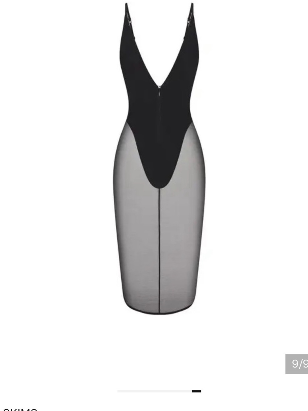 SKIMS Black Mesh-Panel V-Neck Bodycon Maxi Dress